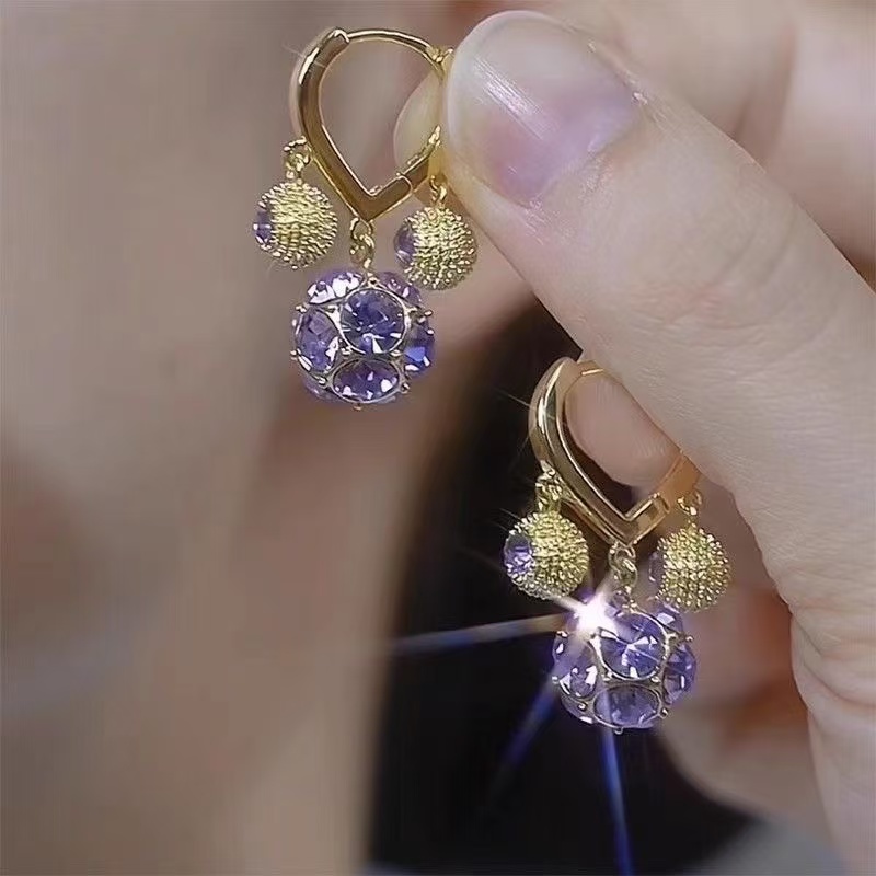恣睢 锌合金耳饰 R0R28秋冬气质百搭款紫色榴莲耳环