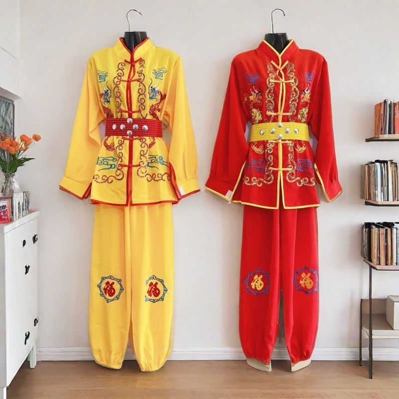 双龙送福锣鼓队锣鼓服打鼓服舞龙舞狮秧歌舞蹈服装扭秧歌演出服装