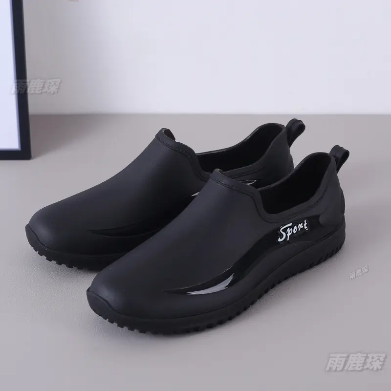 雨鞋男款时尚耐磨低帮短筒防滑厨房厨师工作鞋子钓鱼工地防水鞋靴