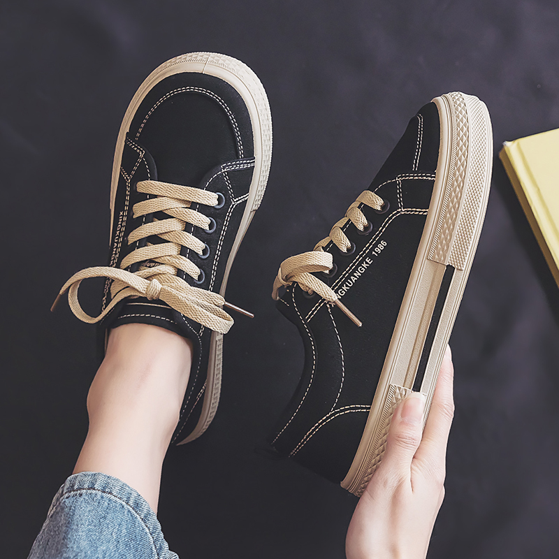 2025新款春季帆布鞋女百搭女鞋爆款板鞋女款韩版厚底学生休闲鞋子