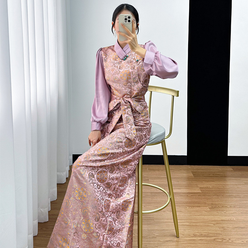 新款博拉西藏长裙女藏族传统服装时尚百搭藏式轻奢藏装女装藏袍