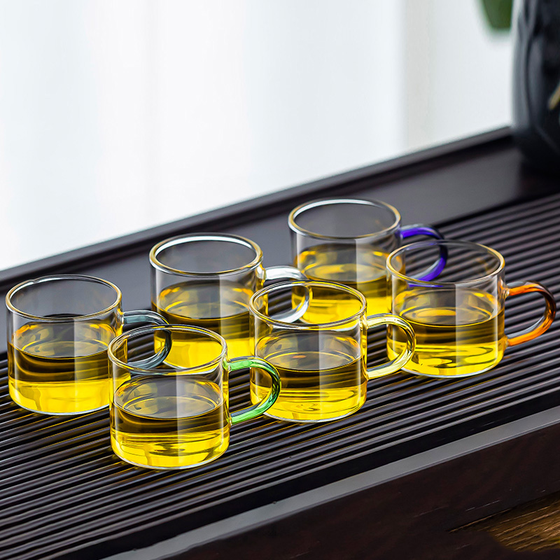 玻璃茶杯带把手透明品茗杯2026新款耐热功夫茶具家用小泡茶6只装