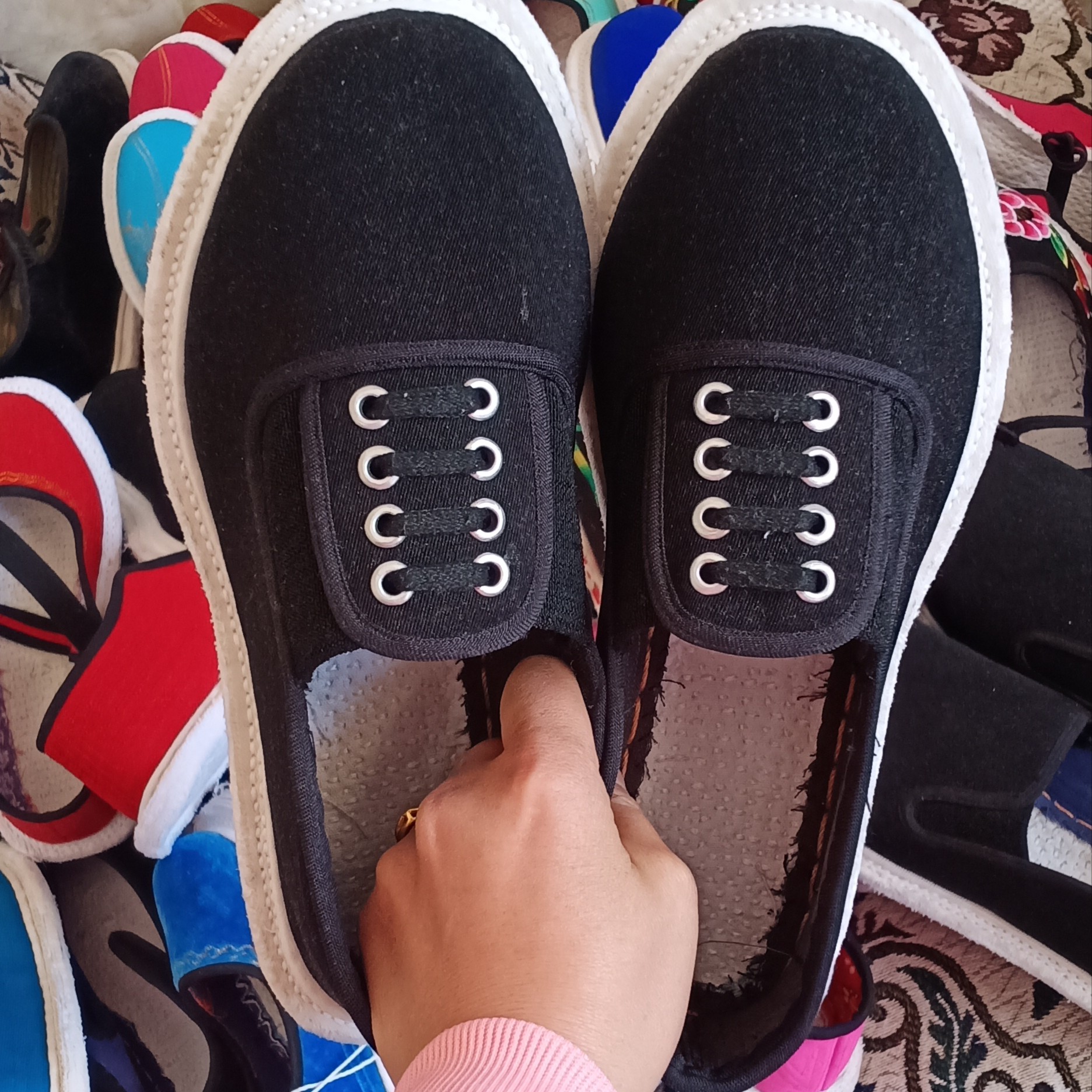 农村纯手工千层底布鞋老北京布鞋男款鱼眼鞋