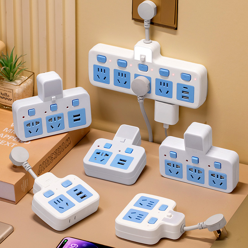 公正午纯铜插座无线转换器夜灯USB独立开关多功能多头多位排插板