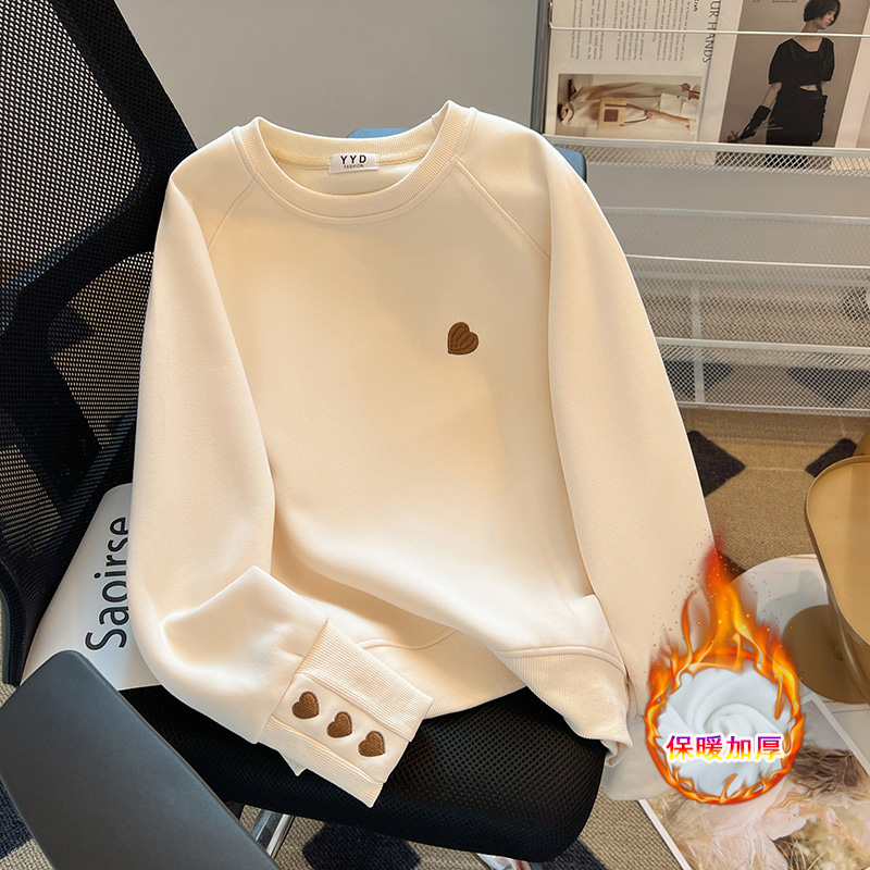 2025秋冬季新款长袖即墨高端加绒加厚卫衣女外套小个子大码打底衫