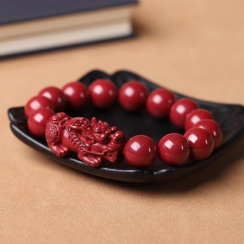 含辰砂工艺品正品保真高含量晶体砂紫金沙貔貅手串男女款