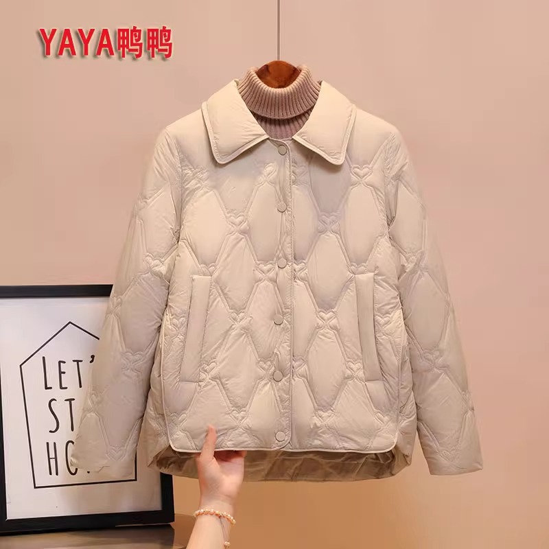 YAYA/鸭鸭轻薄款羽绒服女短款2025秋冬新款时尚简约薄款保暖外套