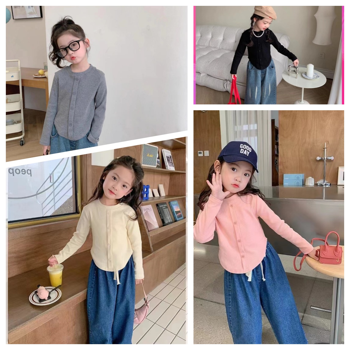 【极简百搭又甜美！】女童春秋打底衫上衣长袖t恤2024新款女宝洋气