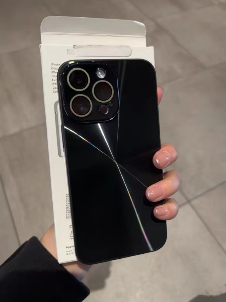 高级极光CD纹纯色iPhone15promax手机壳苹果14promax裸机感13男女