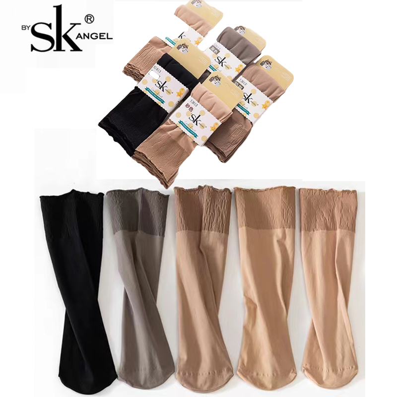 SK2613宽松袜口大弹力短袜不勒脚脖袜中筒袜春秋款加厚不透肉肉色