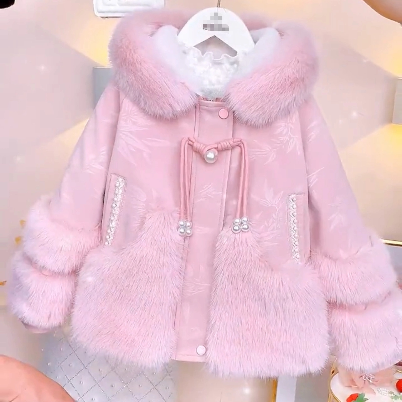 女童外套年货国风冬季2024新款中大童派克服冬装加绒加厚保暖儿童