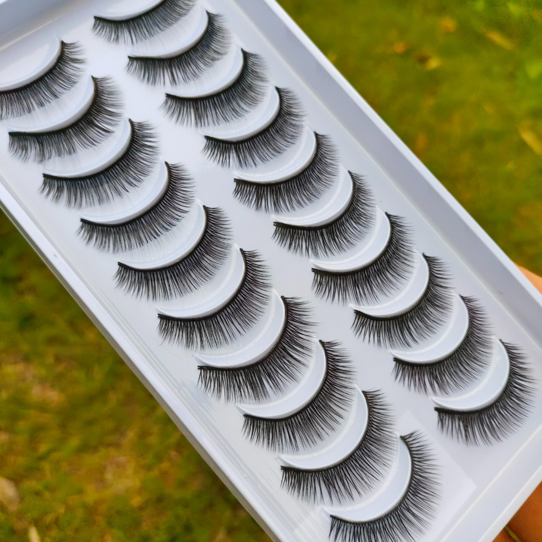 （配自粘胶条）10对假睫毛自然浓密素颜仿真硬梗初学者长款舞台妆