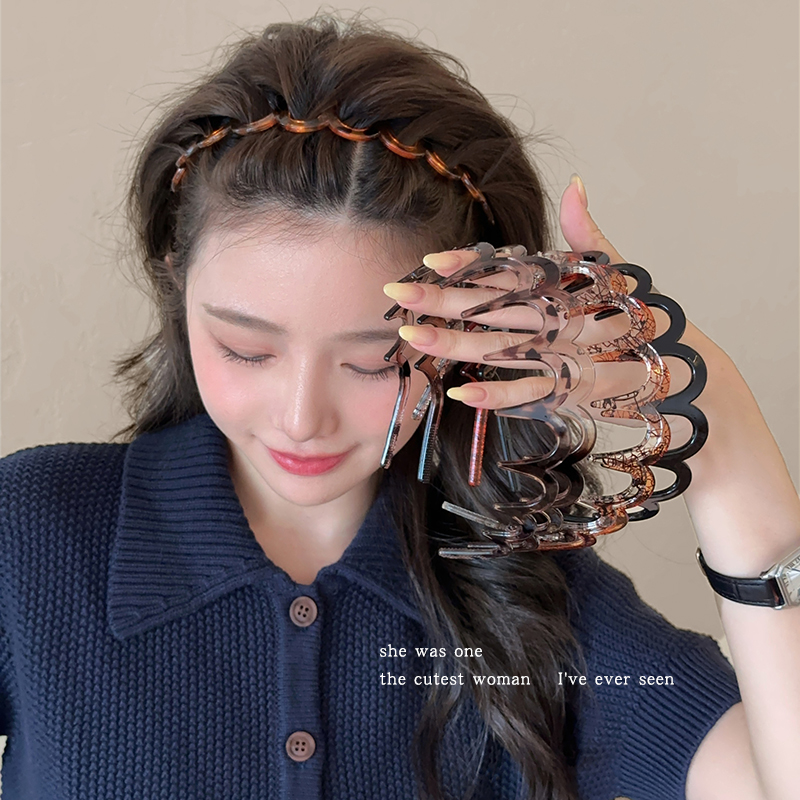 简约带齿波浪发箍女2025新款高颅顶洗脸专用头箍外出百搭发卡头饰