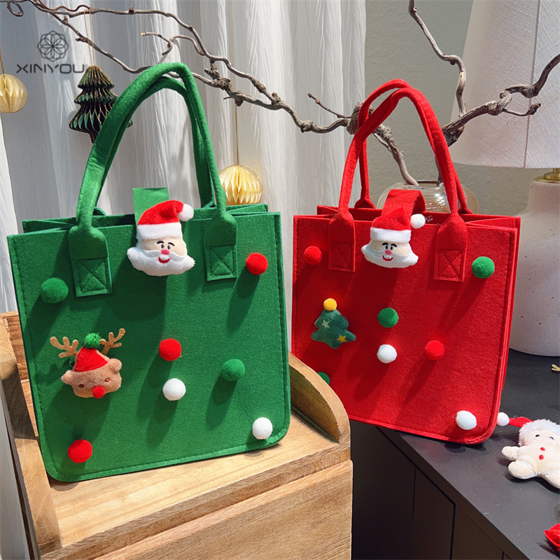 【心悠】圣诞节毛毡苹果包装袋平安夜礼品礼盒DIY手提糖果礼品袋