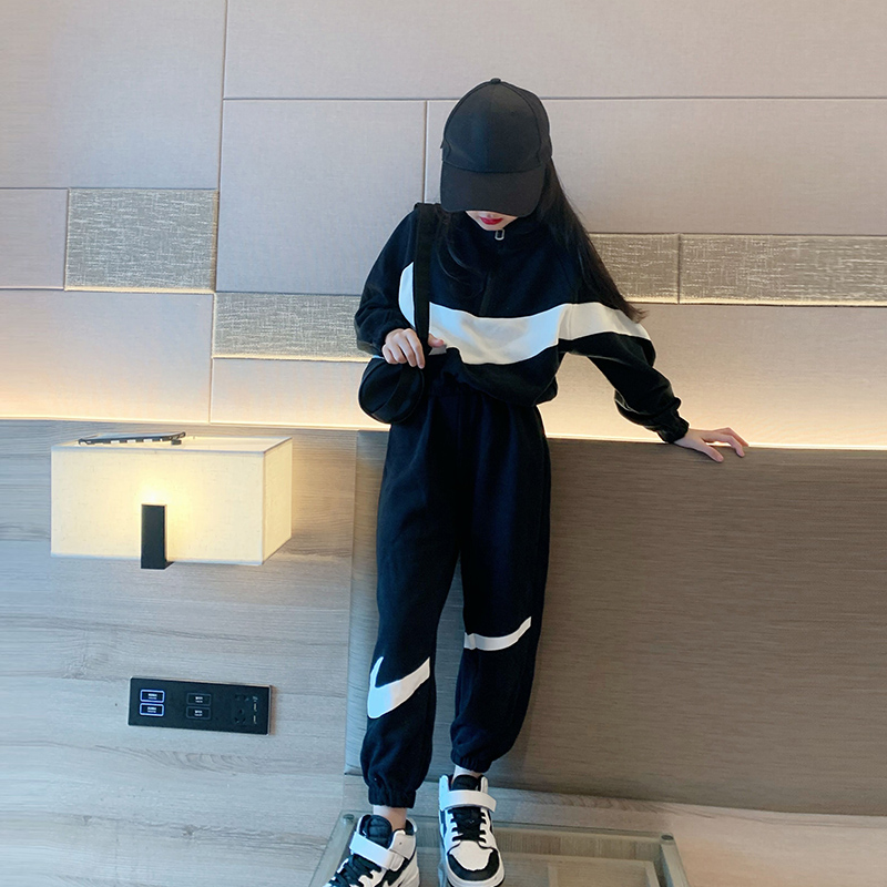 女童2025洋气冬装套装洋派女大童网红时髦秋季儿童运动套装炸街潮
