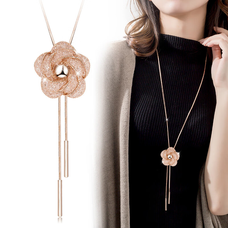 合金项链 高端项链毛衣链女长款小众时尚百搭项链吊坠配饰挂件