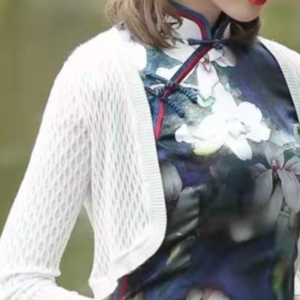 【小开衫】春夏时尚日常旗袍短款网红纯色针织外搭百搭气质