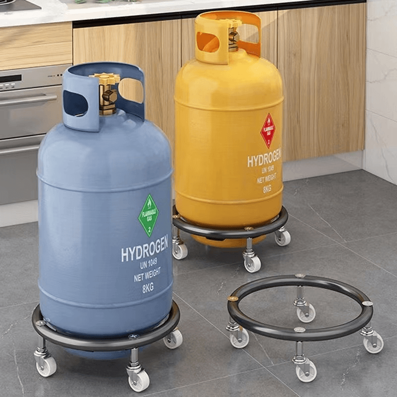 煤气瓶可移动圆形托架家用桶装底座万向轮厨房置物架托盘旋转架