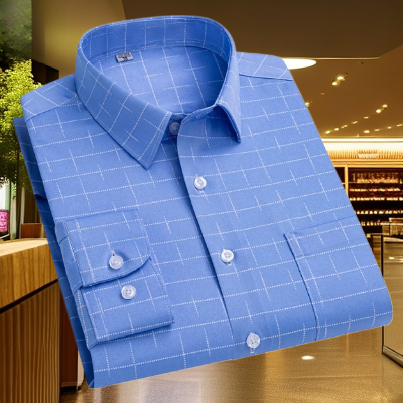 南极长袖衬衫男士条纹中老年弹力高档免烫商务休闲百搭男款衬衣