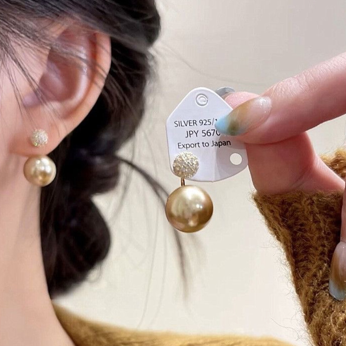 铜合金耳饰 精致时尚气质百搭ins珠珠耳钉小众轻奢高级温柔耳环