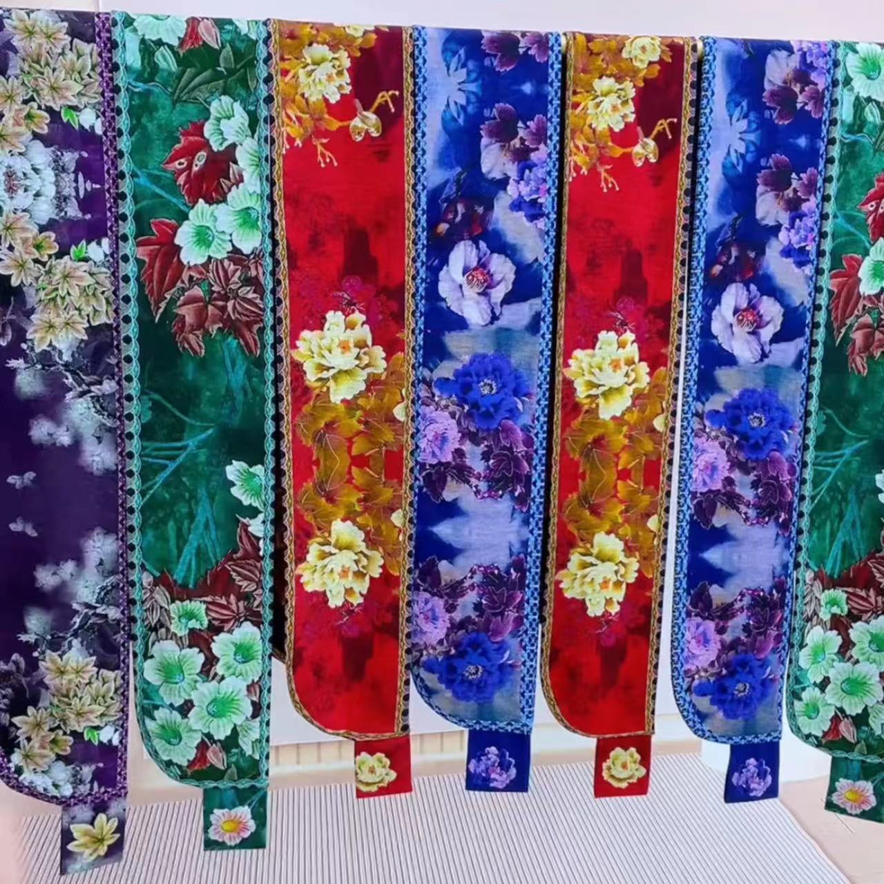 [淼淼专属]秋冬新款彩色花卉螺纹棉古韵耳朵巾围巾洋气网红时尚款