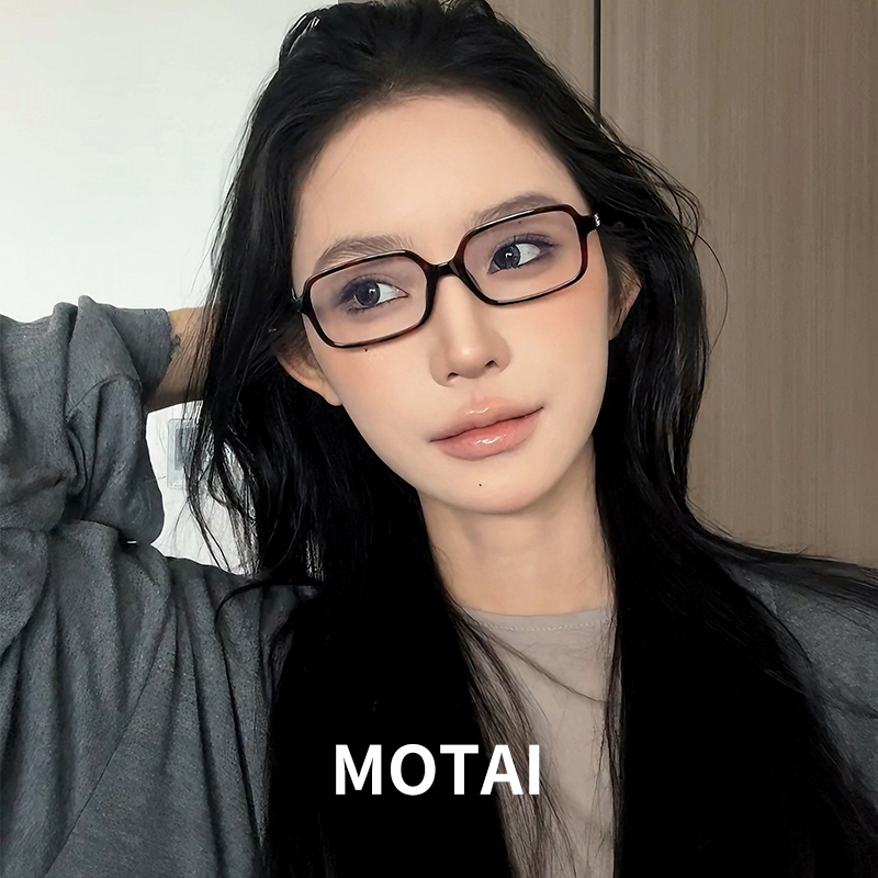 缪家同款方框豹纹书呆子眼镜近视女可配有度数复古玳瑁窄眼睛镜架