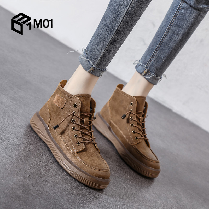 M01高帮高端透气沙漠靴秋季新款马丁靴真皮短筒女靴套筒切尔西靴