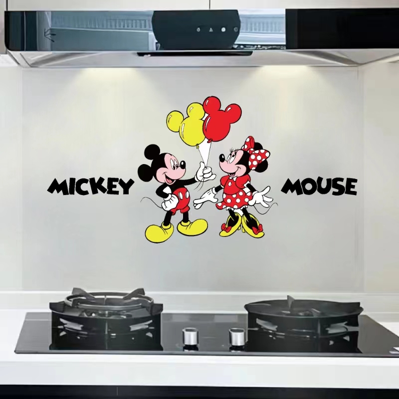 米奇厨房墙面防油烟贴纸创意静电防水防油自粘墙贴透明玻璃门贴饰