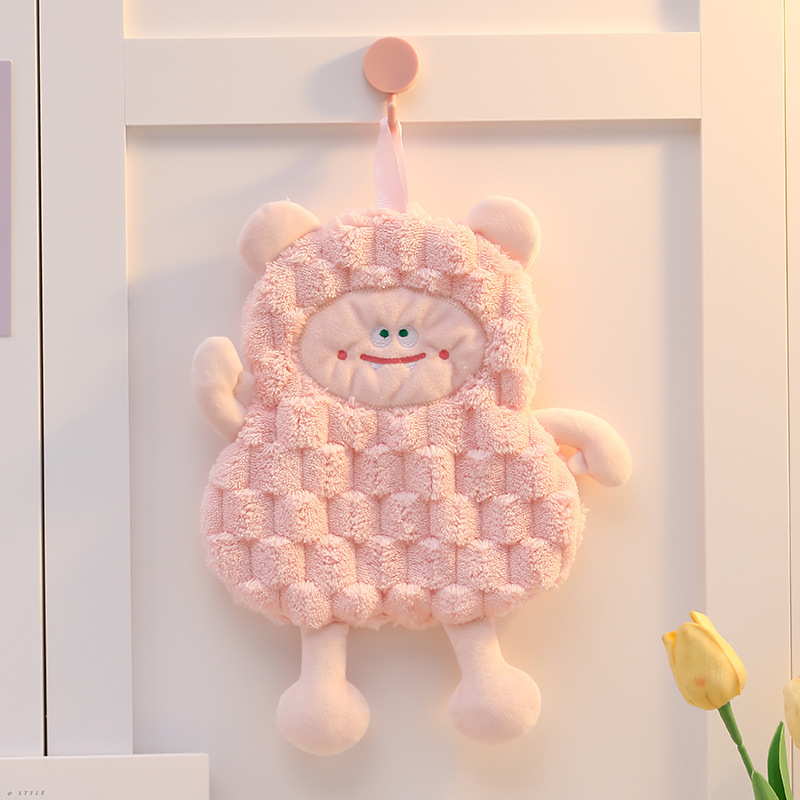 点砚2025新款卡通擦手巾女加厚浴室挂式吸水可爱方巾加厚儿童绣花