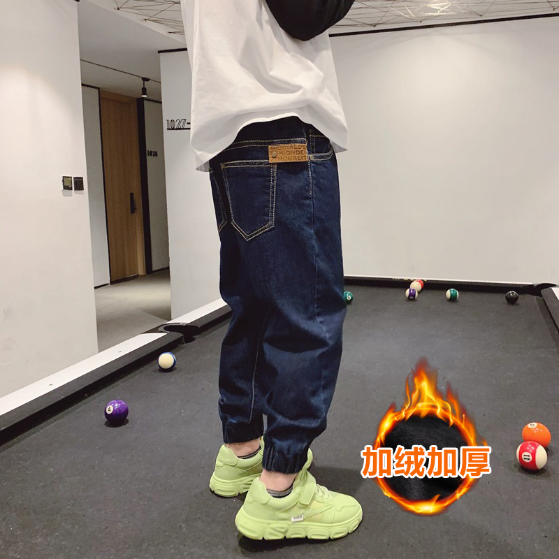 儿童牛仔裤男童加绒裤子休闲裤韩版帅气童装中大童软牛仔长裤男孩