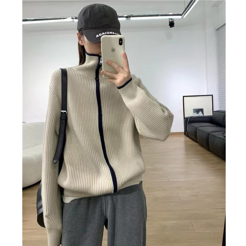 羊毛针织衫拉链开衫女网红时尚休闲外套宽松百搭上衣加厚韩版毛衣