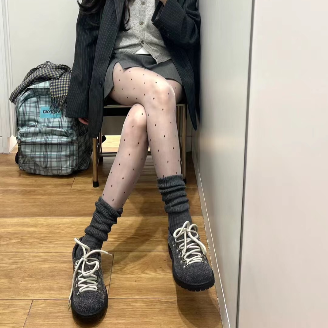 【半岛茶】【袜套感】秋冬穿搭ins个性甜酷风纯色简约可白色堆堆袜