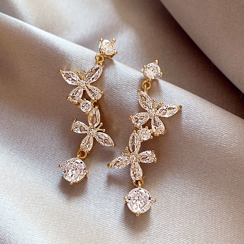 蝴蝶流苏耳钉女小众设计高级感耳环2025新款爆款轻奢气质时尚耳饰