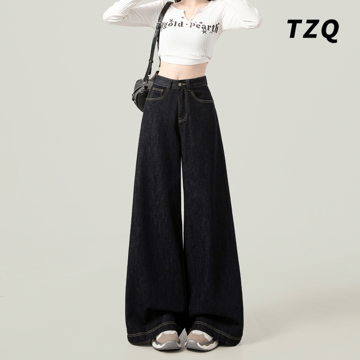 黑色阔腿女款爆款2025秋季新款显瘦高腰遮肉遮胯百搭宽松直筒裤子