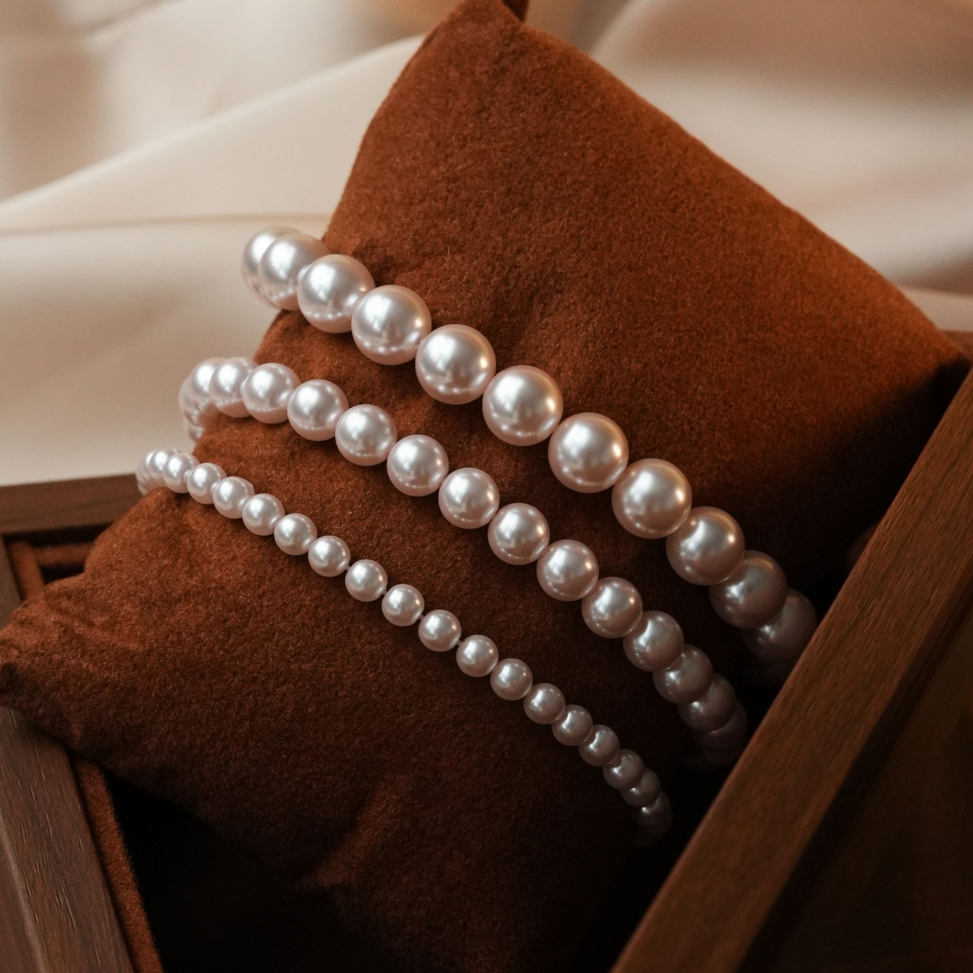 阿卡妍 非金属仿珍珠手链 曼塔玫瑰紫满串珠珠手链经典弹力绳手串