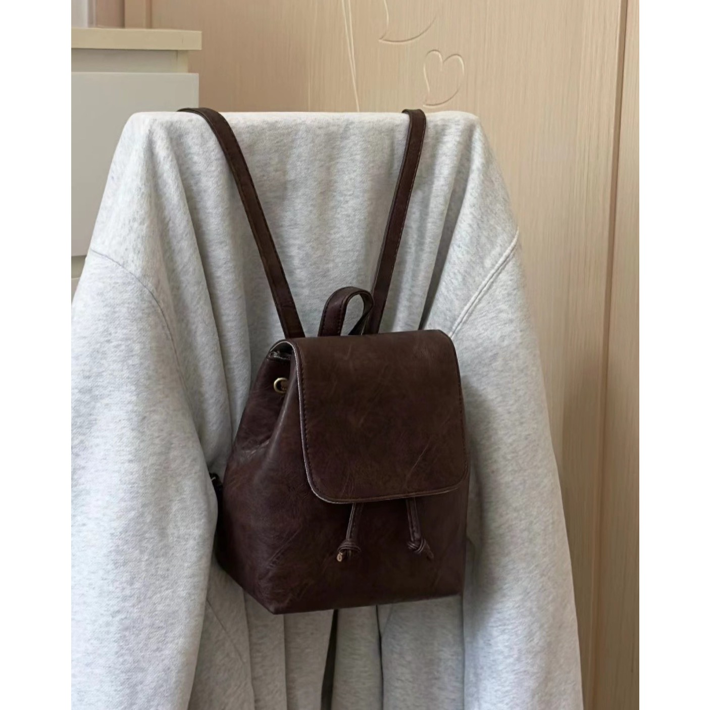 2025秋冬新款包包女小众质感复古棕色双肩包ins简约百搭单肩包潮