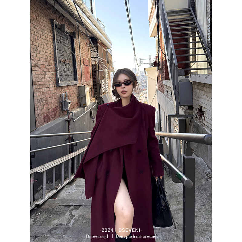 黑泽玄七【Haute墨尔本大衣】2025冬季圣诞跨年显瘦单面呢大衣女