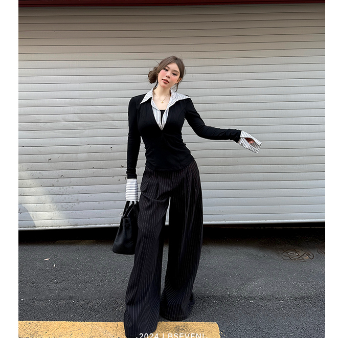 黑泽玄七“安妮霍尔suit”秋冬高智显瘦通勤长袖上衣直筒裤子套装女