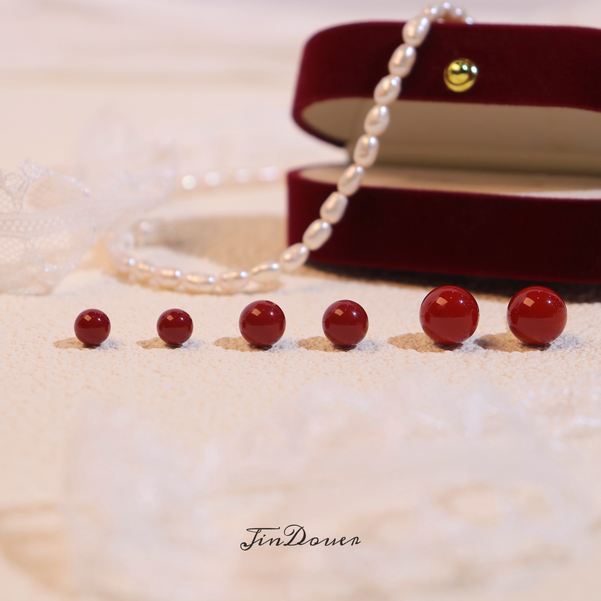 铜合金耳饰 【相思】2025新年红色精致耳钉红豆复古简约耳饰女