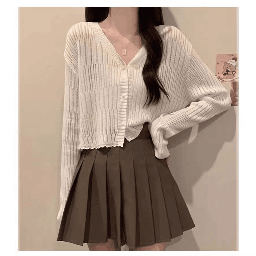 大码针织开衫外套女夏薄款镂空冰丝防晒披肩空调罩衫短款上衣胖mm