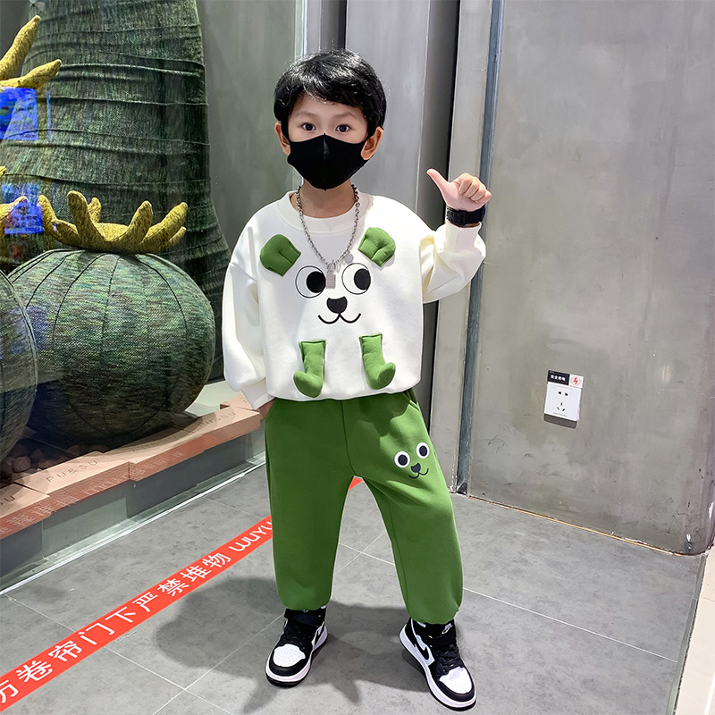 宝宝秋季套装2023新款男童秋装卫衣潮帅气时髦儿童衣服酷帅小童装