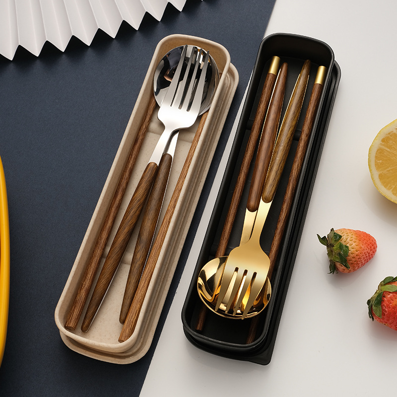 筷子勺子套装餐具盒网红上班族成人单人不锈钢便携式筷勺餐具套餐