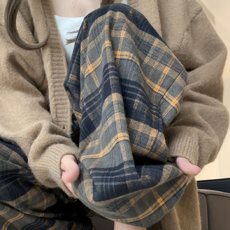 孕妇2025秋冬网红格子裤宽松休闲舒适高腰显瘦孕妈休闲冬装加绒裤