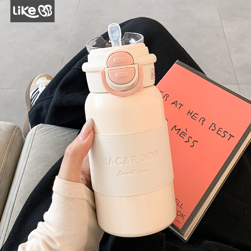 简约保温杯女生带吸管水杯女新款2025高颜值小巧便携学生女士杯子