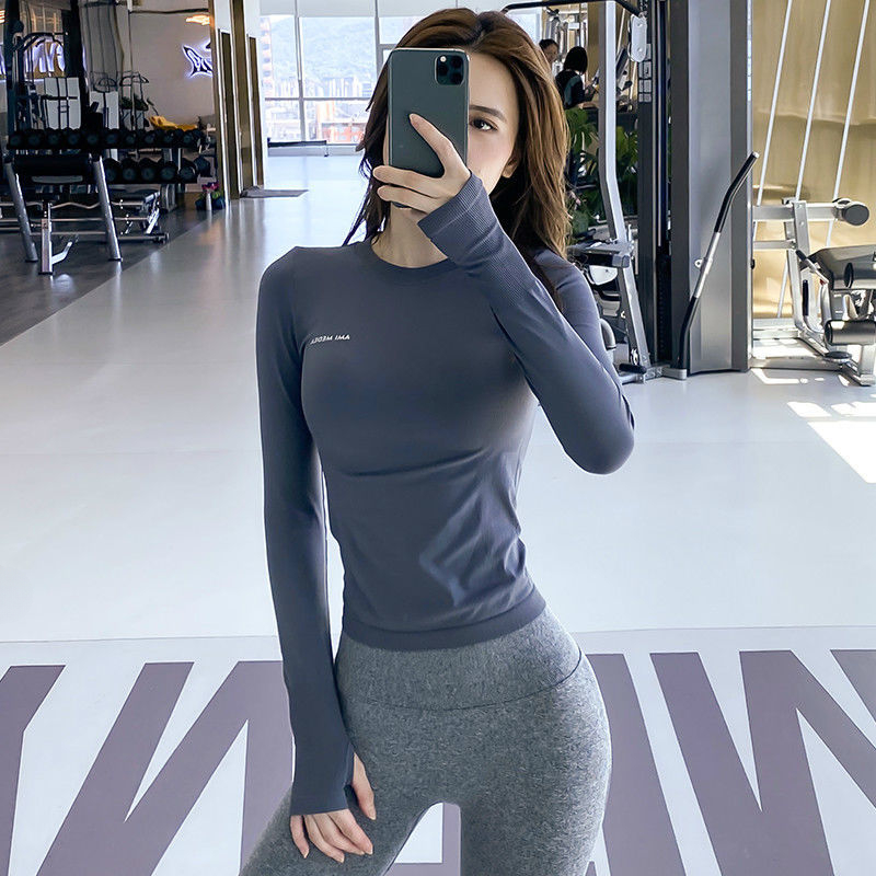 C.CYA春秋款长袖健身服女运动T恤训练速干显瘦打底衫紧身瑜伽上衣