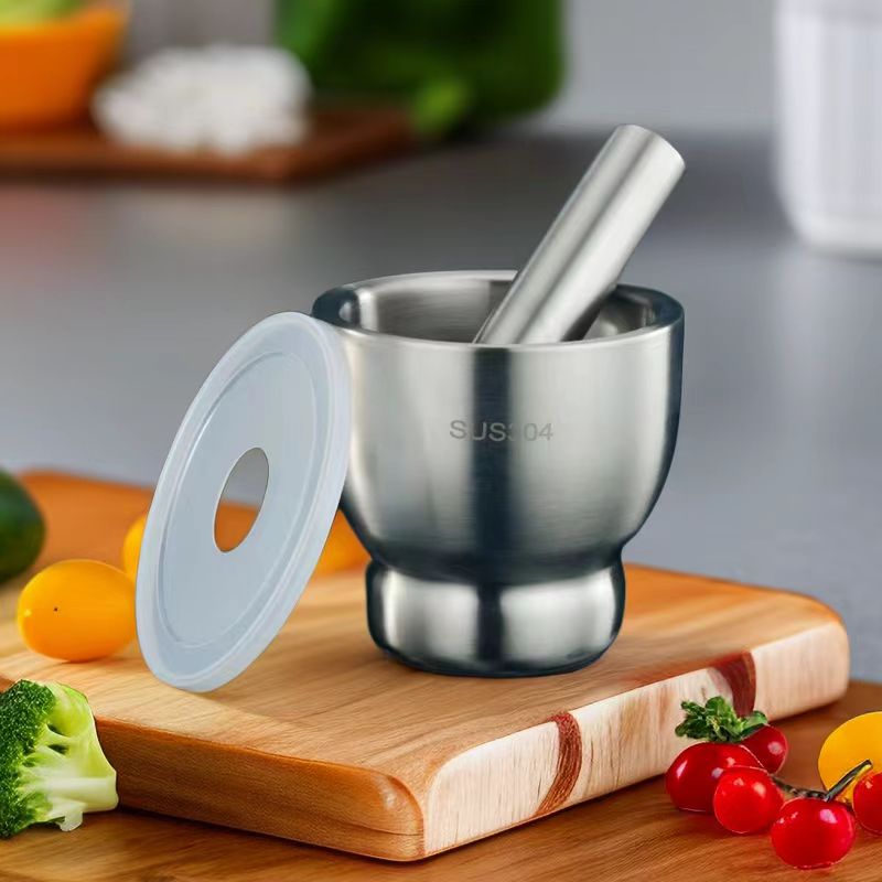 不锈钢捣蒜器中药捣碎器磨药石臼子老蒜臼子捣蒜罐研磨器手碾碎器