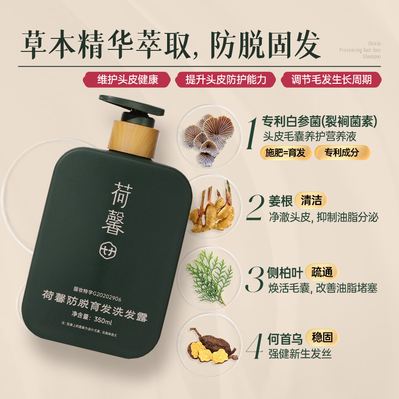 荷馨白参菌防脱育发洗发露350ml固发洗发水-f