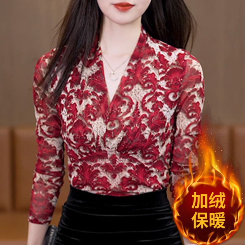 半高领加绒打底衫女秋冬高级感漂亮内搭长袖洋气百搭小衫减龄上衣