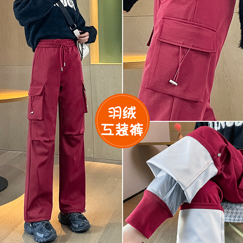 工装羽绒裤女冬季外穿2024新款时尚款高端白鸭绒零下40度保暖棉裤