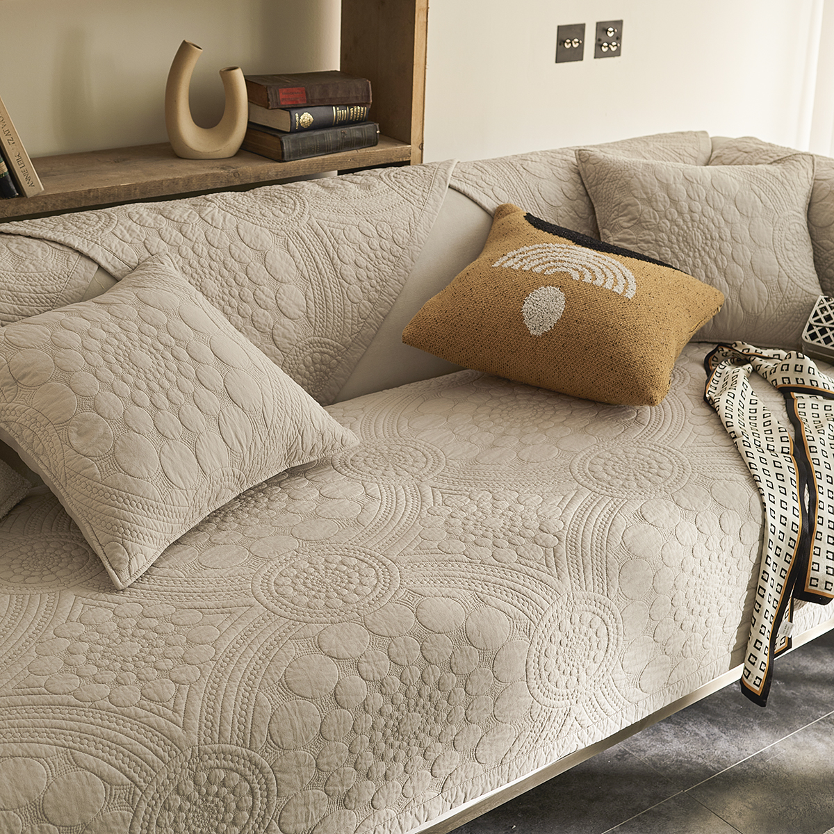 居家好物高档加厚简约纯棉直排沙发垫套罩防滑四季通用家用贵妃